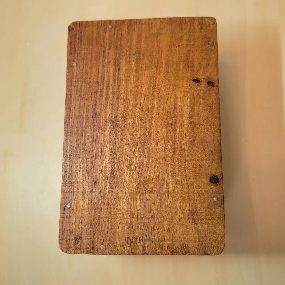 Vintage Carved‎ Wood Trinket Box Jewelry Keepsake Decorative Storage India